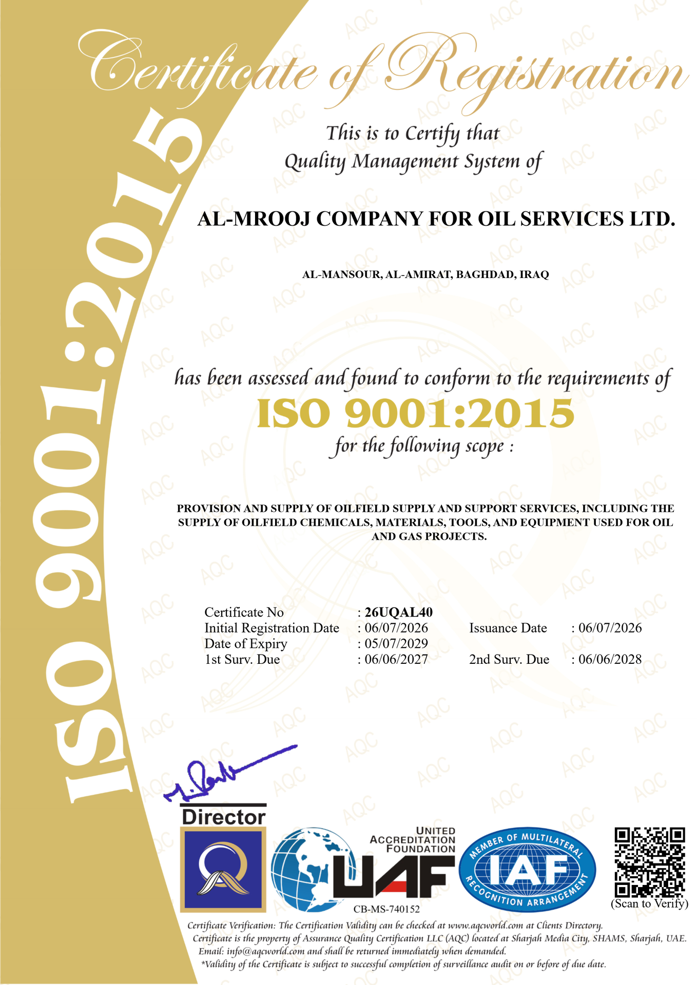 ISO 9001:2015 Certificate of Registration
